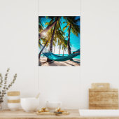 Summer Beach Hammock Ocean Vacation Palmen Poster (Küche)