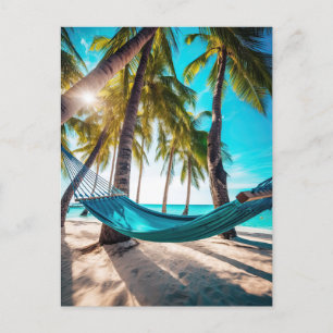 Summer Beach Hammock Ocean Vacation Palmen Postkarte