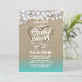 Summer Beach Heart Rustikales Brautparty Einladung (Stehend Vorderseite)