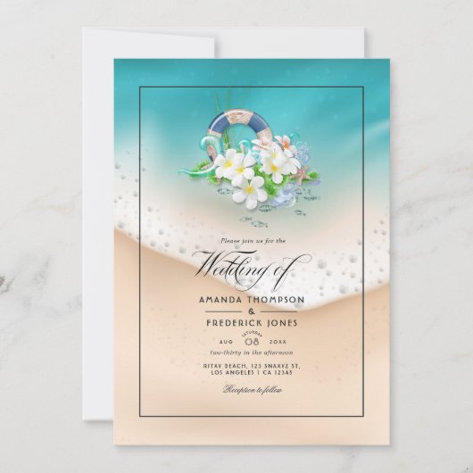 Summer Beach Hochzeit Einladung (Vorderseite)