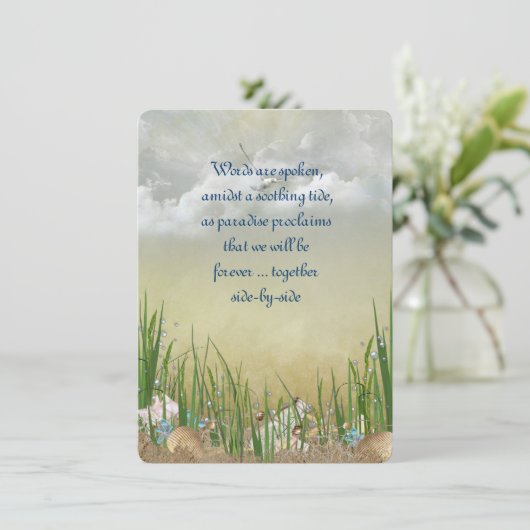 Summer Beach Hochzeit Einladung (Stehend Vorderseite)