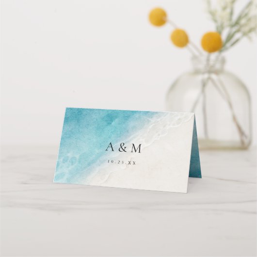 Summer Beach Hochzeit geklappte Platzkarte (Rückseite)