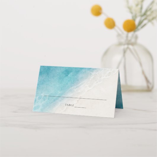 Summer Beach Hochzeit geklappte Platzkarte (Vorderseite)