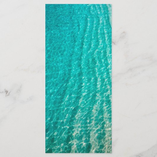 Summer Beach Hochzeit in Urlaubsort Menükarte (Rückseite)