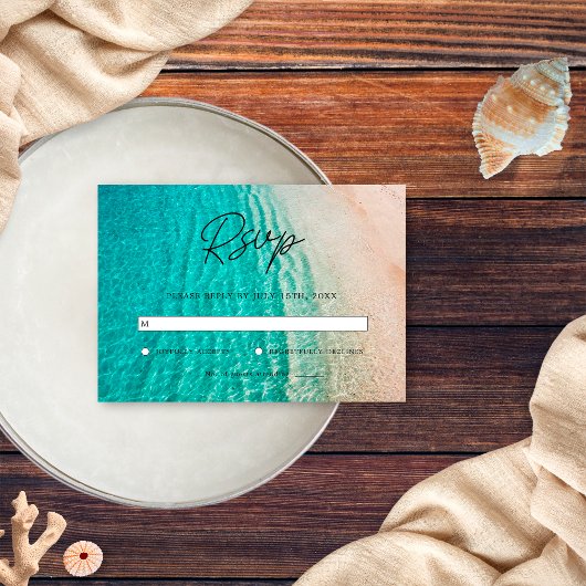 Summer Beach Hochzeit in Urlaubsort RSVP Karte