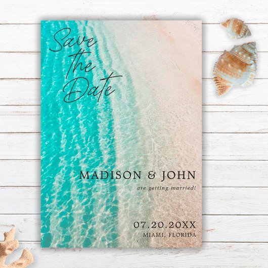Summer Beach Hochzeit in Urlaubsort Save The Date