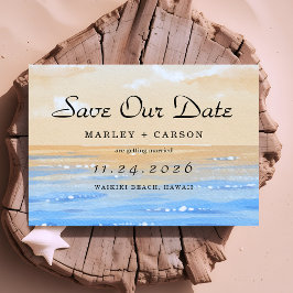 Summer Beach Hochzeit in Urlaubsort Save The Date