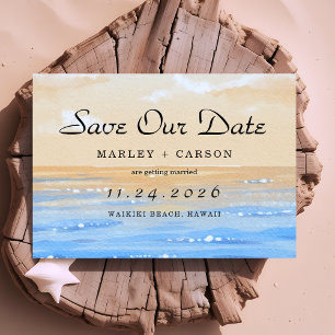 Summer Beach Hochzeit in Urlaubsort Save The Date