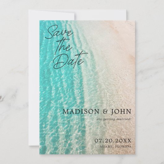Summer Beach Hochzeit in Urlaubsort Save The Date (Vorderseite)