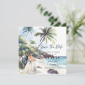 Summer Beach Hochzeit in Urlaubsort Save the Date (Stehend Vorderseite)