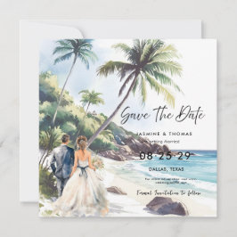 Summer Beach Hochzeit in Urlaubsort Save the Date