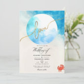 Summer Beach Hochzeitsfest im Wasser - Foto Einladung (Stehend Vorderseite)