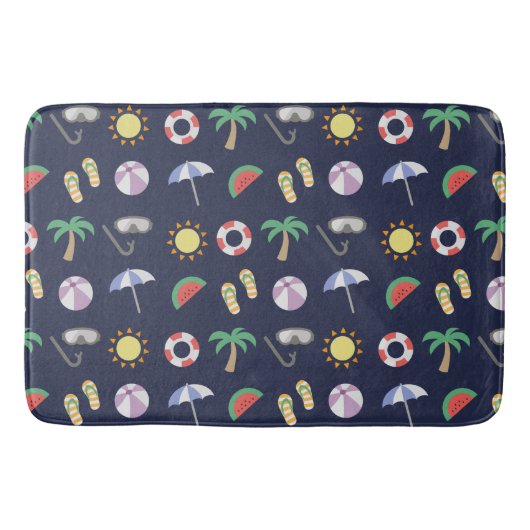 Summer Beach Holiday Blue Muster Badematte (Vorderseite)