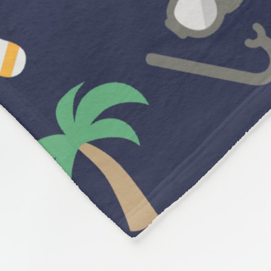 Summer Beach Holiday Blue Muster Fleecedecke (Ecke)