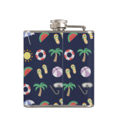 Summer Beach Holiday Blue Muster Personalisiert Flachmann (Rückseite)