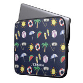 Summer Beach Holiday Blue Muster Personalisiert Laptopschutzhülle (Vorderseite Links)