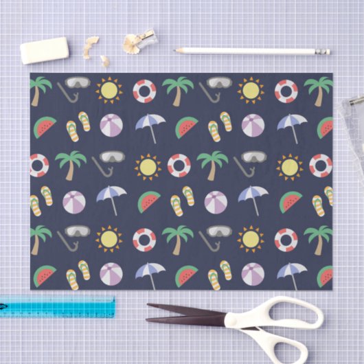 Summer Beach Holiday Blue Muster Seidenpapier (Handwerk)
