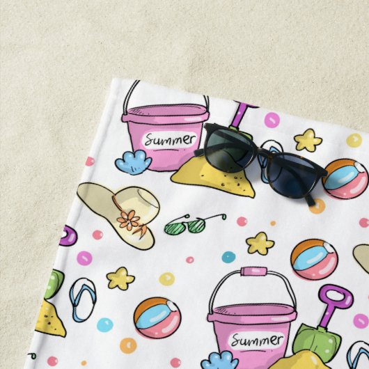 Summer Beach Holiday Doodles Muster Strandtuch (Beispiel)