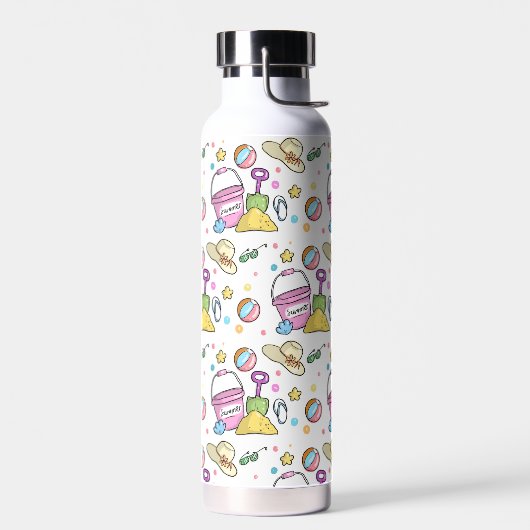 Summer Beach Holiday Doodles Muster Trinkflasche (Links)