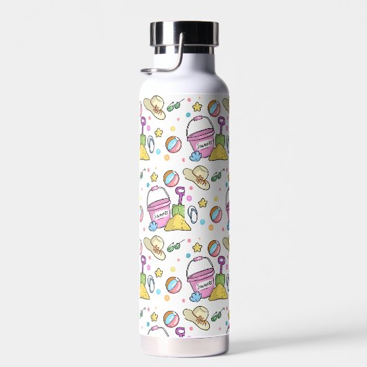 Summer Beach Holiday Doodles Muster Trinkflasche (Rechts)