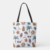 Summer Beach Holiday Illustriert Collage Monogramm Tasche (Rückseite)