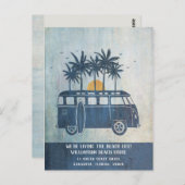 Summer Beach House Retro Van neue Adresse Postkarte (Vorne/Hinten)