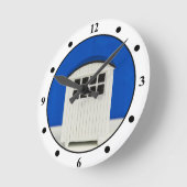 Summer Beach Hütte in Blau und Weiß Runde Wanduhr (Winkel)