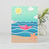 Summer Beach Landschaft Dankeskarte (Stehend Vorderseite)