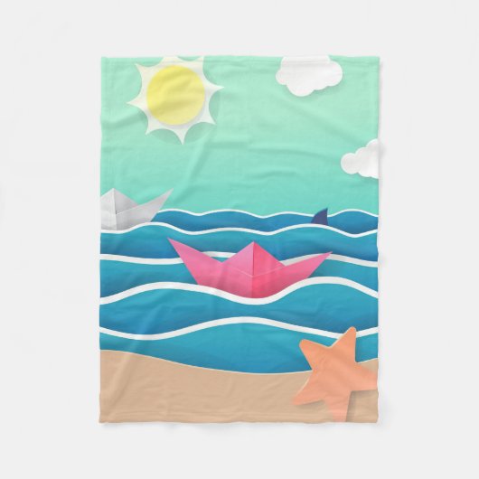 Summer Beach Landschaft Fleecedecke (Vorderseite)