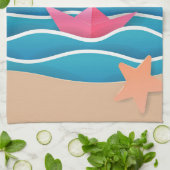 Summer Beach Landschaft Geschirrtuch (Gefaltet)