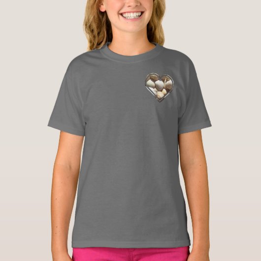 Summer Beach Life, Seashells Herz T-Shirt (Vorderseite)