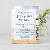 Summer Beach Lifeguard Blue Sweet 16 Geburtstag Einladung (Stehend Vorderseite)