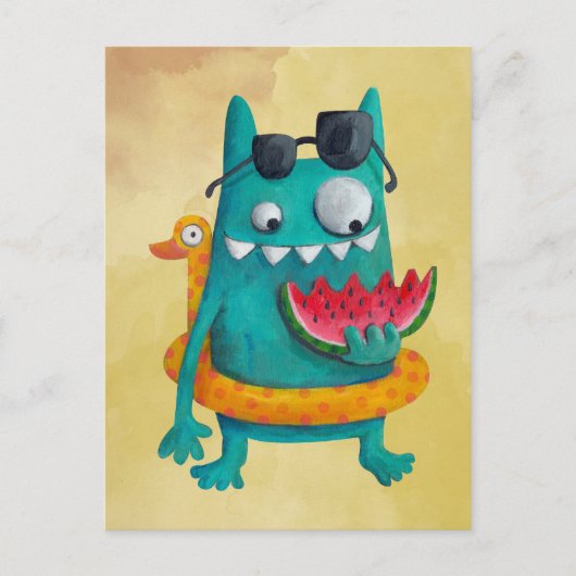 Summer Beach Monster Postkarte (Vorderseite)