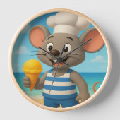 Summer Beach Mouse Wall Uhr | Niedlicher Cartoon I (Vorderseite)