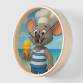Summer Beach Mouse Wall Uhr | Niedlicher Cartoon I (Winkel)