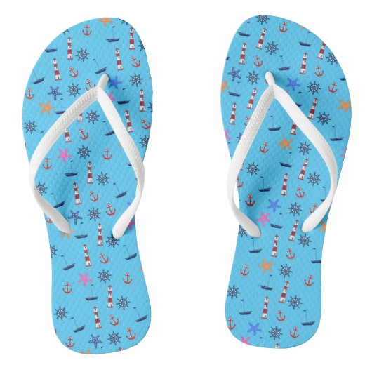 Summer Beach Nautical Blue Pattern Badesandalen (Fußbett)