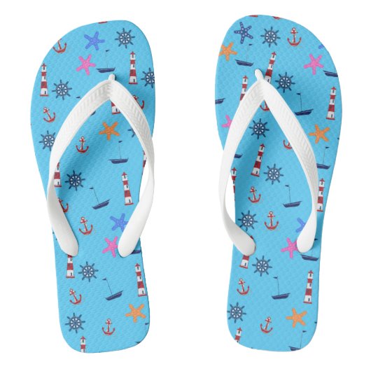 Summer Beach Nautical Blue Pattern Badesandalen (Fußbett)