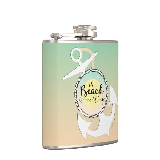 Summer Beach Nautical Typografy Flachmann (Rechts)