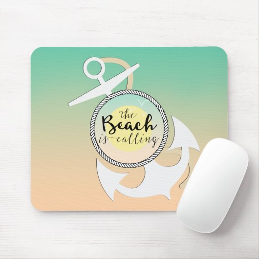 Summer Beach Nautical Typografy Mousepad (Mit Mouse)