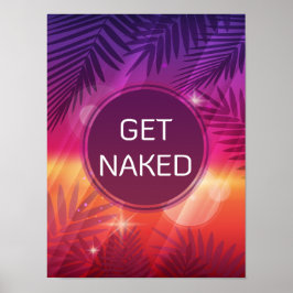 Summer Beach Night Palm Naked Poster