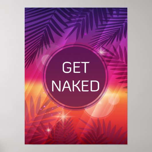 Summer Beach Night Palm Naked Poster (Vorne)