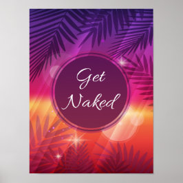 Summer Beach Night Palm Naked Poster