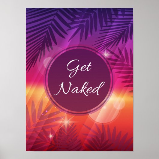 Summer Beach Night Palm Naked Poster (Vorne)