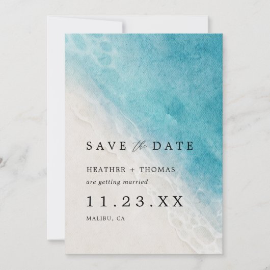Summer Beach Ocean Coastal Blue Save The Date (Vorderseite)