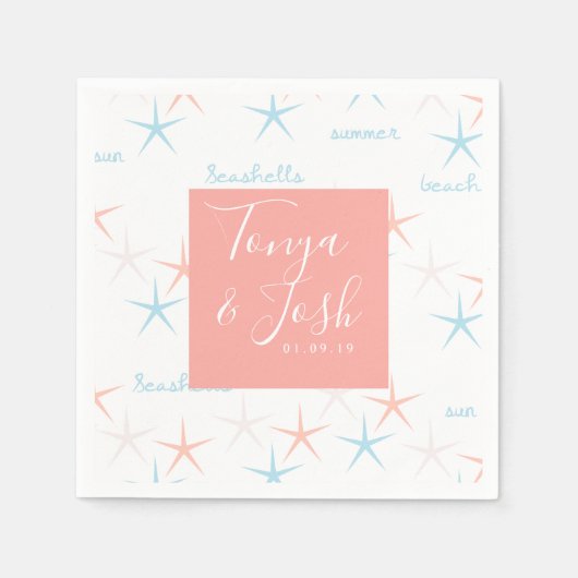 Summer Beach Ocean Starfish Abstrakt Serviette (Vorderseite)