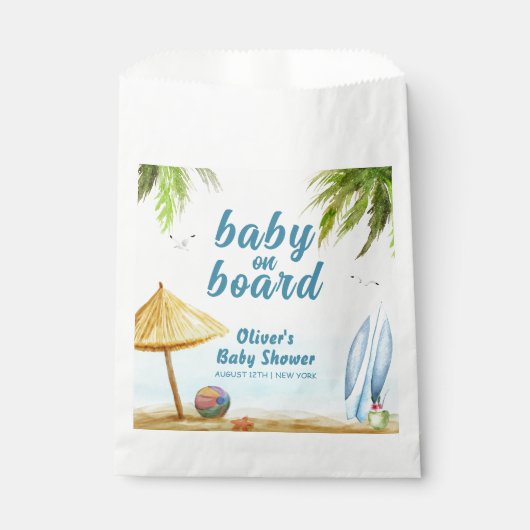Summer Beach Ocean Surfboard Babydusche Geschenktütchen (Vorderseite)