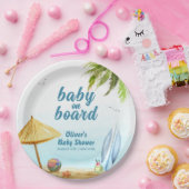 Summer Beach Ocean Surfboard Babydusche Pappteller (Party)