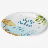 Summer Beach Ocean Surfboard Babydusche Pappteller (Schrägansicht)