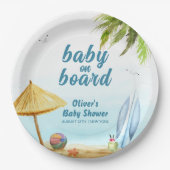 Summer Beach Ocean Surfboard Babydusche Pappteller (Vorderseite)
