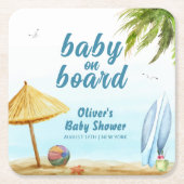 Summer Beach Ocean Surfboard Babydusche Rechteckiger Pappuntersetzer (Vorderseite)
